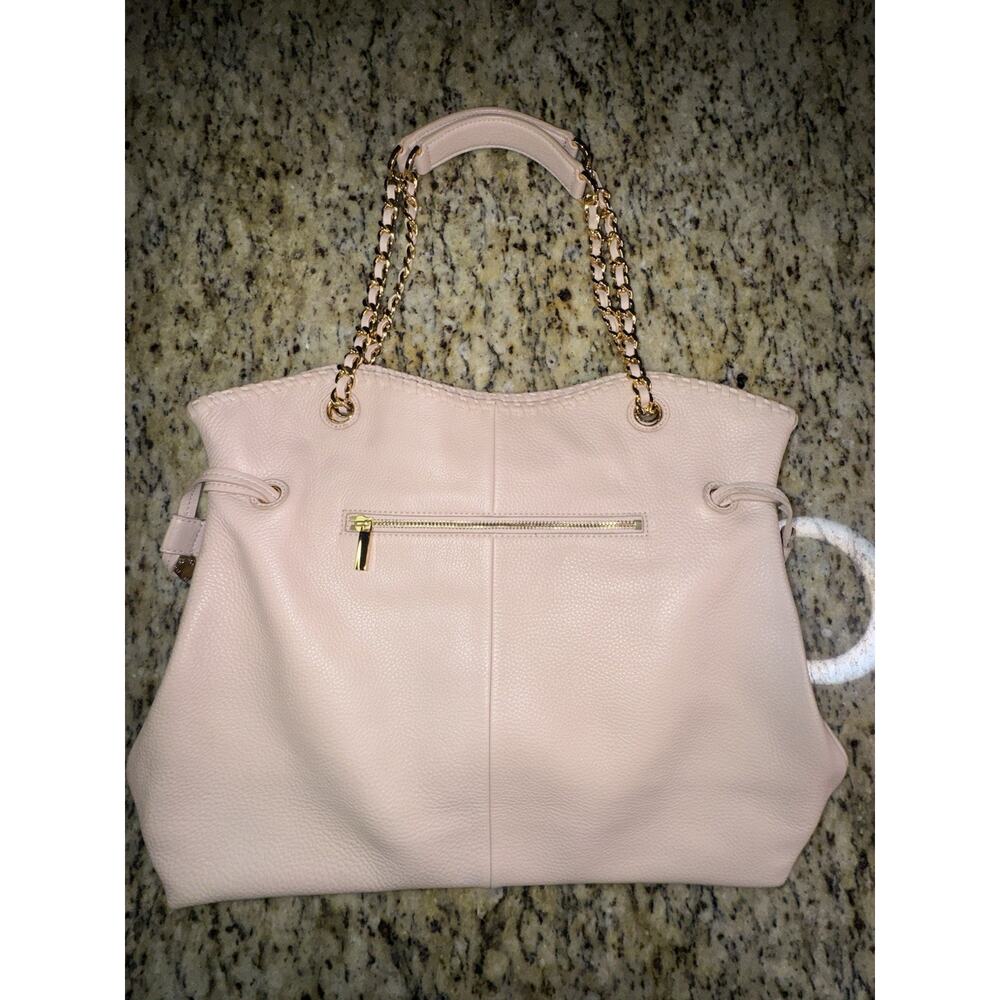 Tory Burch Marion Slouchy Tote Blush Pebbled Leather Chain Shoulder Bag LargeEUC - Picture 12 of 16